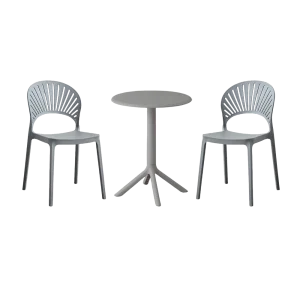 Combo Terra, Incluye Mesa Redonda y 2 Sillas en Color Gris Oscuro