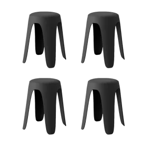 Butaco Con Cojin Else, Color Negro, Diseño Moderno incluye cojín X4