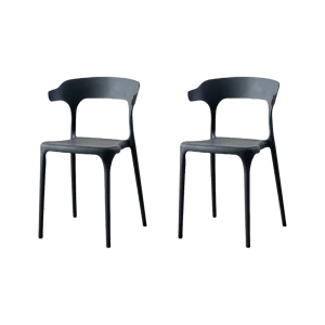 Silla Elena, Color Negro, Con espaldar y diseño Moderno X2