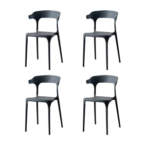 Silla Elena, Color Negro, Con espaldar y diseño Moderno X4