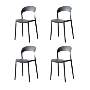 Silla Patrick, Color Negro, Con espaldar y diseño Moderno X4
