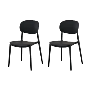 Silla Milan, Color Negro, Con espaldar y diseño Moderno X2