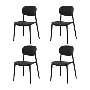 Silla Milan, Color Negro, Con espaldar y diseño Moderno X4
