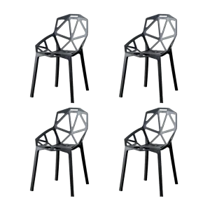 Silla Roxy, Color Negro, Con espaldar y diseño Moderno X4