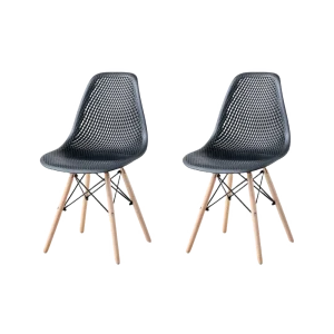 Silla Marcus, Color Negro, Con espaldar y patas en Madera X2