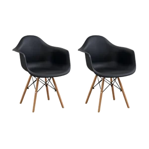 Silla Delia, Color Negro, Con espaldar y patas en Madera X2