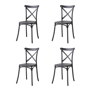 Silla Betany, Color Negro, Con espaldar y diseño minimalista X4