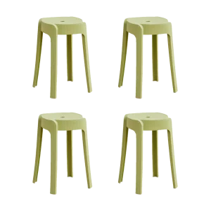 Butaco Apilable Maison, Color Verde Oliva, Diseño Moderno X4