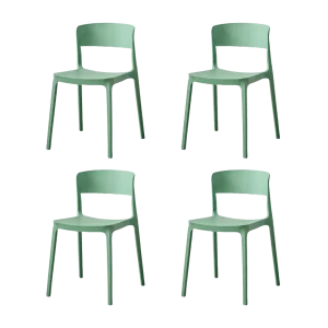Silla Monaco, Color Verde Oliva, Con espaldar y diseño Moderno X4