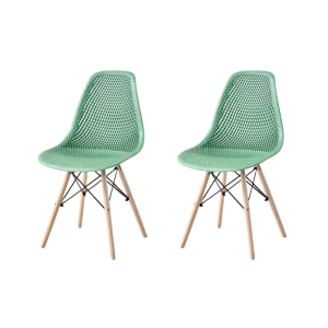 Silla Marcus, Color Verde Oliva, Con espaldar y patas en Madera X2