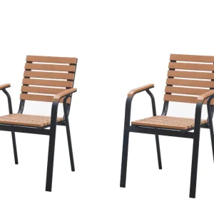 Sillas Comedor Exterior Rapel, Amarillo y Negro, con Cómodo Espaldar x2