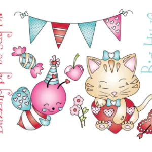 Stamps and Dies Kit Big Hugs / Kit de Suajes y Sellos de Abeja y Gato