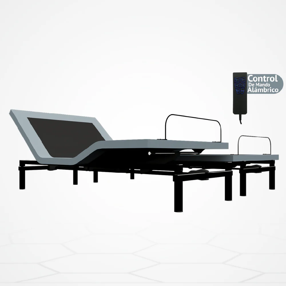 Cama Eléctrica Ajustable Easy Bed Control Alámbrico Gris Plomo /160x200/Dividida / Sin Colchon