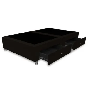 Base Cama Con Cajones Dividida 140x190 Microfibra Café
