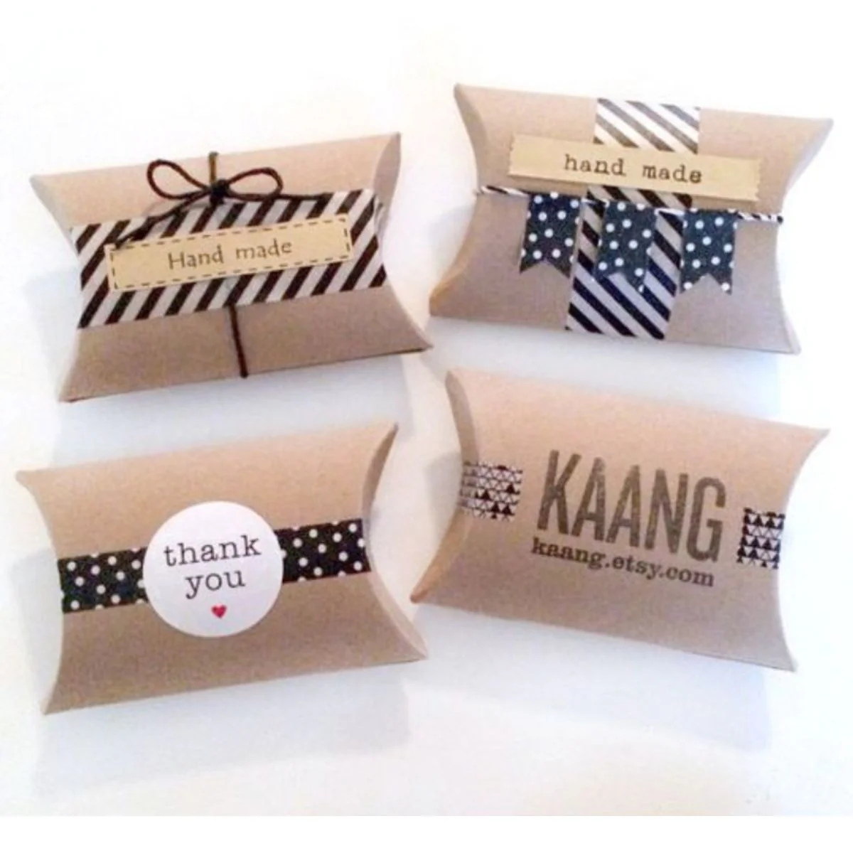 Kraft Pillow Boxes / 10 Cajitas de Almohada Listas Para Armar - Imagen 2