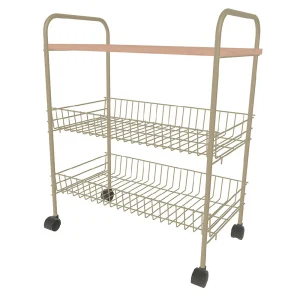 Organizador 2 canastas entrepaño madera almendra