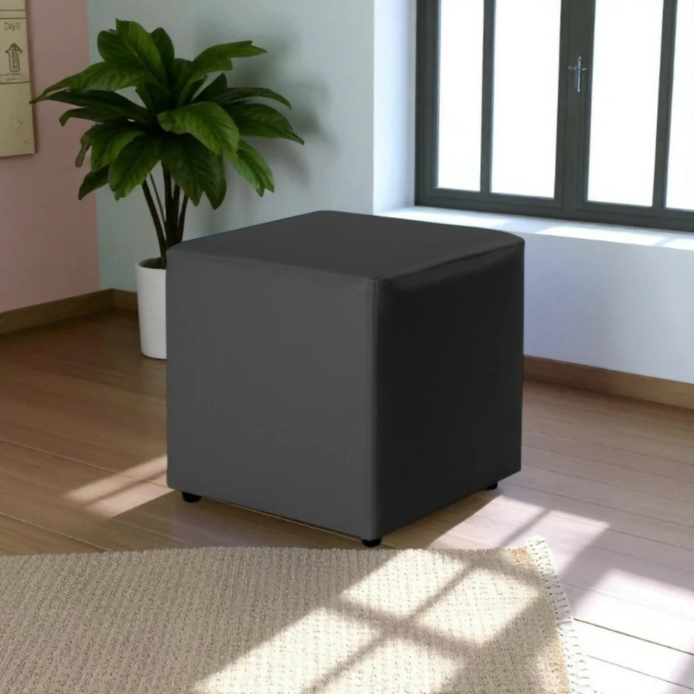 Puff Decorativo 40x40 Negro Sintetico - Imagen 2