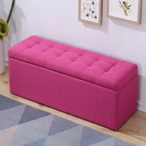Puff Baúl 80x40 Rosa Tela