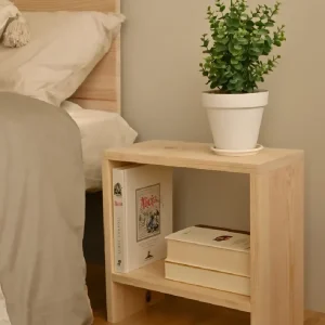 Mesa De Noche Notturno En Madera de Pino Natural