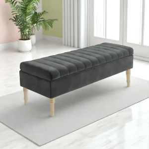 Puff Baúl Paneles 100x40x50 Gris