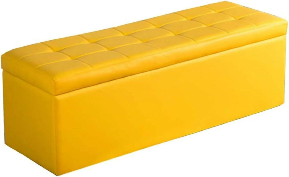 Puff Baúl 80x40 Amarillo Sintético - Imagen 2