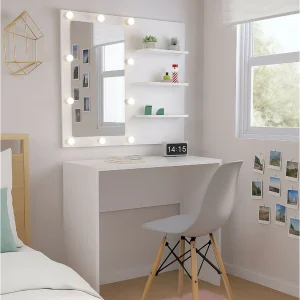 Tocador Tomy Con Luces Led + Silla Blanco