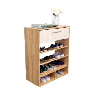 Zapatero Sevin, Fresno Europeo y Mallado, con un cajón y espacio para colocar zapatos