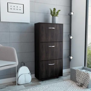 Mueble Auxiliar Zapatero Campora, Nogal y Wengue, con Amplio Espacio de Almacenamiento ZF