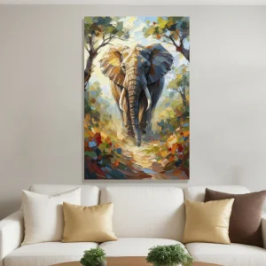 Lienzo Cuadro Decorativo Elefante Sendero Ancestral 93x60Cm