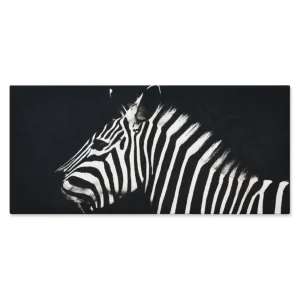 Cuadro Decorativo Cebra Fondo Negro M 70x45 cm - Impresion en Tela