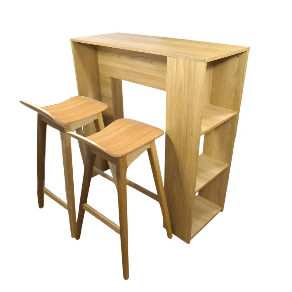 Barra de Cocina 101.5x100x40cm Madera + 2 Sillas Bar Madrid - Imagen 2