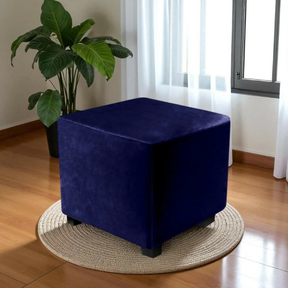 Puff Decorativo 40x40 Azul Tela - Imagen 2