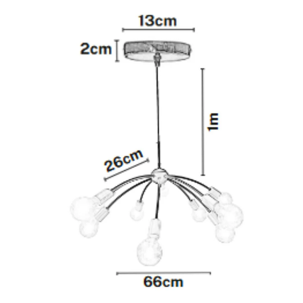 Lámpara de Techo Átomo Curvo 10 Luces - Imagen 6