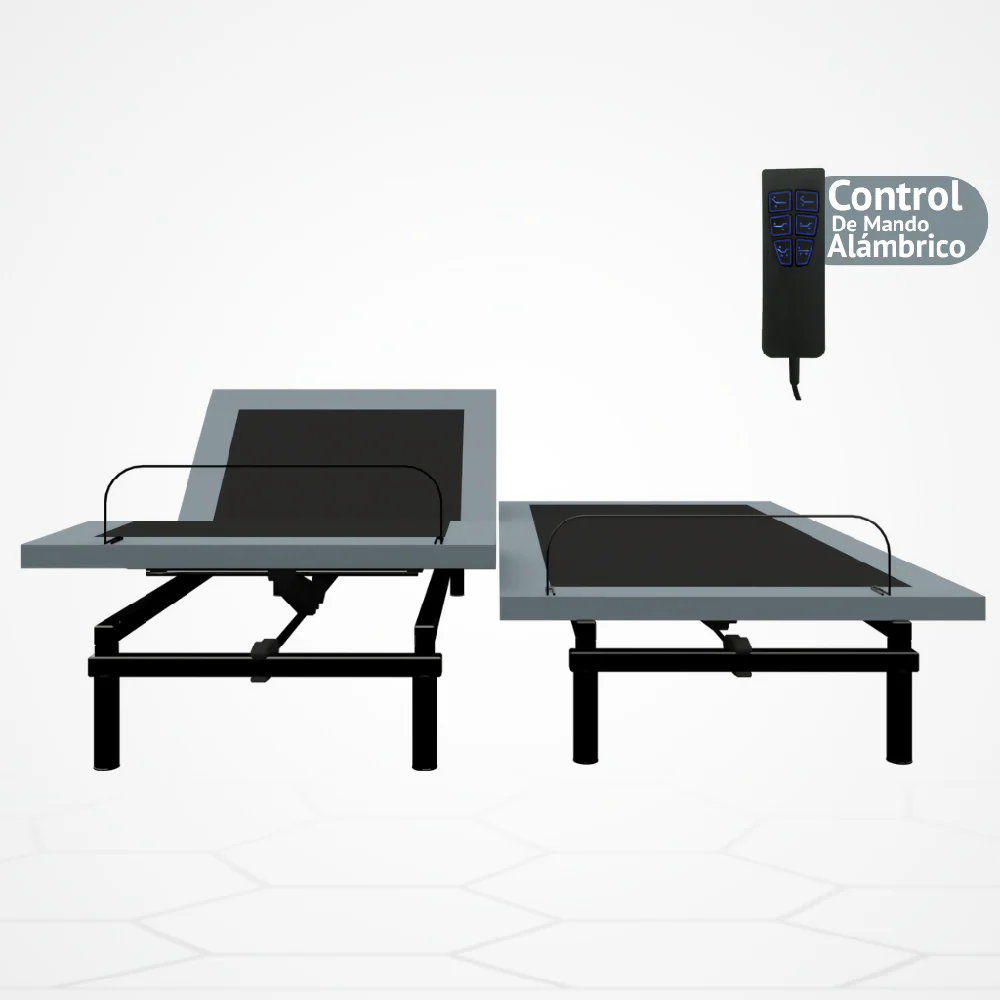 Cama Eléctrica Ajustable Easy Bed Control Alámbrico Gris Plomo /160x200/Dividida / Sin Colchon - Imagen 3