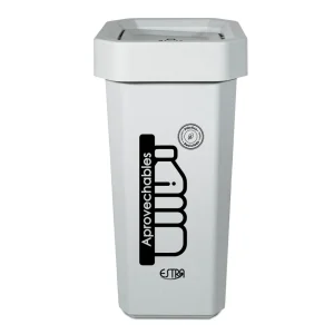 Caneca-Papelera Ecobins Vaiven 26L Blanco-Reciclable Aprovechable