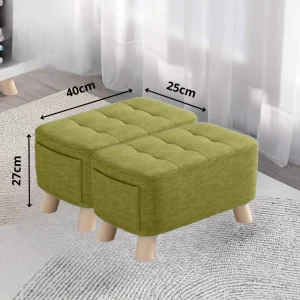 Puff Posa Pie Rectangular 40x25x27 Verde Setx2