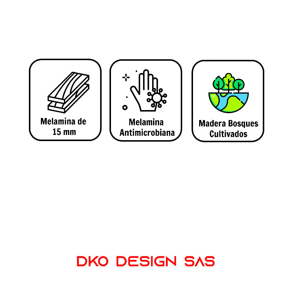 Barra de Cocina 101.5x100x40cm Madera + 2 Sillas Bar Madrid - Imagen 9