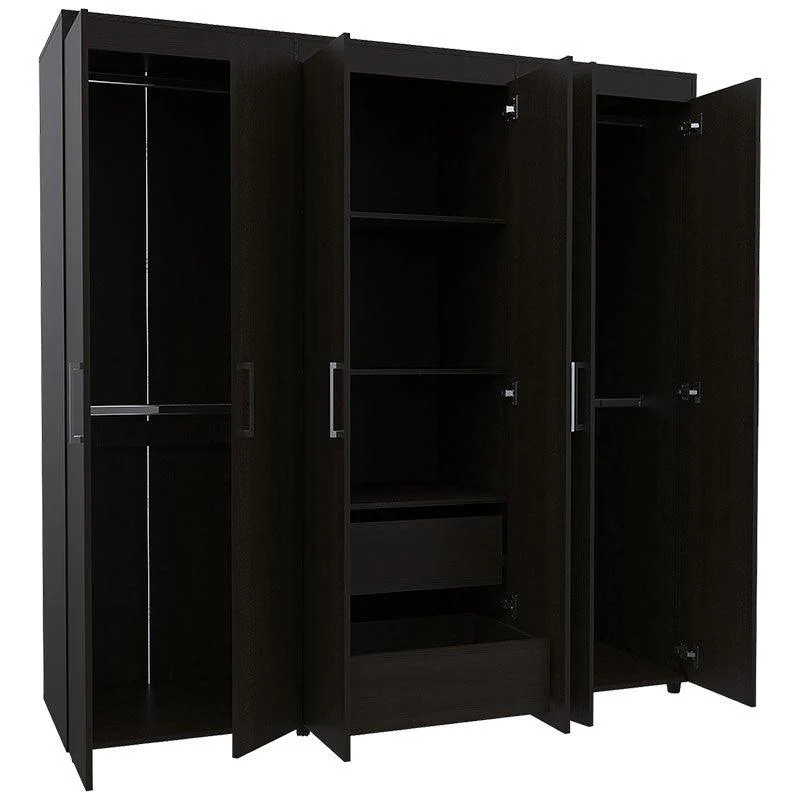 Closet Zafiro, Wengue, con Dos Cajones Multiusos y Seis Puertas Abatibles - Imagen 5