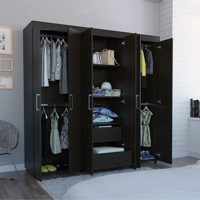 Closet Zafiro, Wengue, con Dos Cajones Multiusos y Seis Puertas Abatibles - Imagen 4
