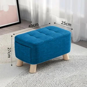 Puff Posa Pie Rectangular 40x25x27 Azul Opalo