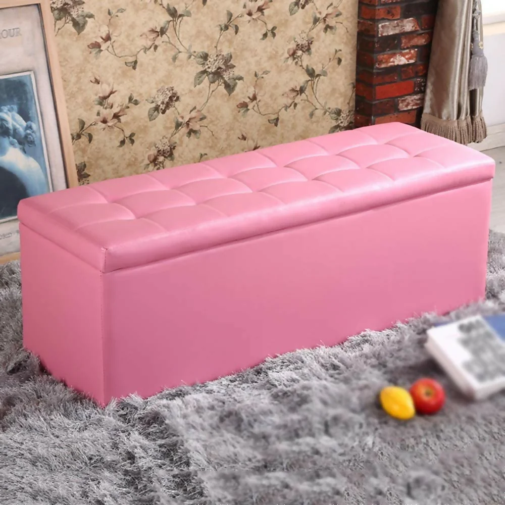 Puff Baúl 80X40 Palo Rosa Sintético