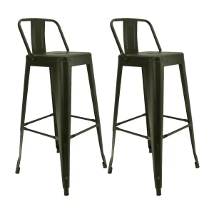 Kit x 2 Butaco Alto Tolix Con Espaldar Tipo Bar - Bronce