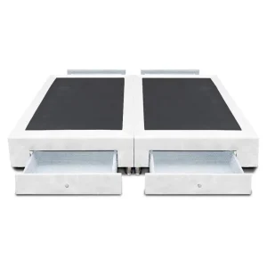 Base Dividida Con 4 Cajones Laterales 160x190 Microfibra Blanco