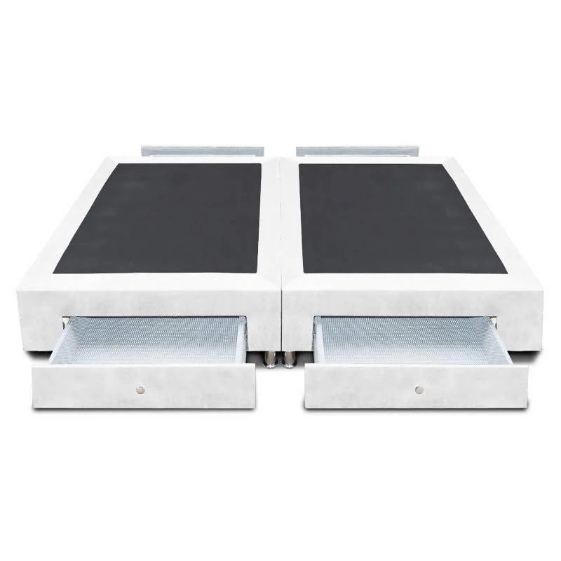 Base Dividida Con 4 Cajones Laterales 160x190 Microfibra Blanco