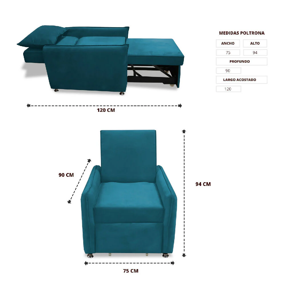 Silla Napoli Multifuncional Reclinable Turquesa - Imagen 7