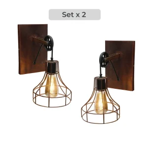 Set x2 Lámpara Aplique Tipo Polea – Ilumina con Estilo Vintage