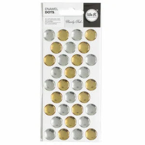 Enamel Dots Gems 32 Pkg / Gemas Autoadhesivas Plateadas y Doradas