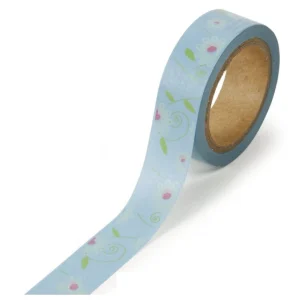 Washi Tape Floral Pink Blue / Cinta Adhesiva Floral Azul