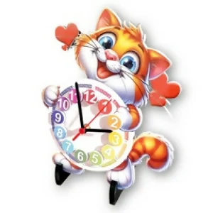 Reloj de Mesa Kids-Gato (35cm x 29cm) color Blanco y Naranja
