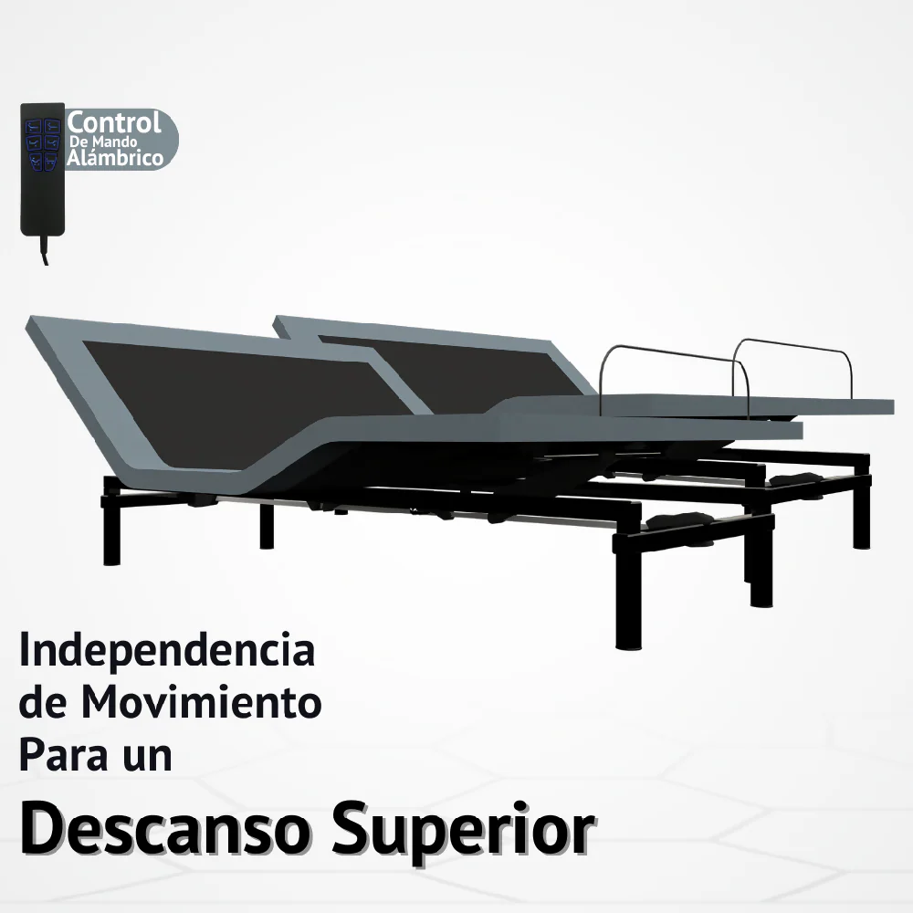 Cama Eléctrica Ajustable Easy Bed Control Alámbrico Gris Plomo /160x200/Dividida / Sin Colchon - Imagen 5